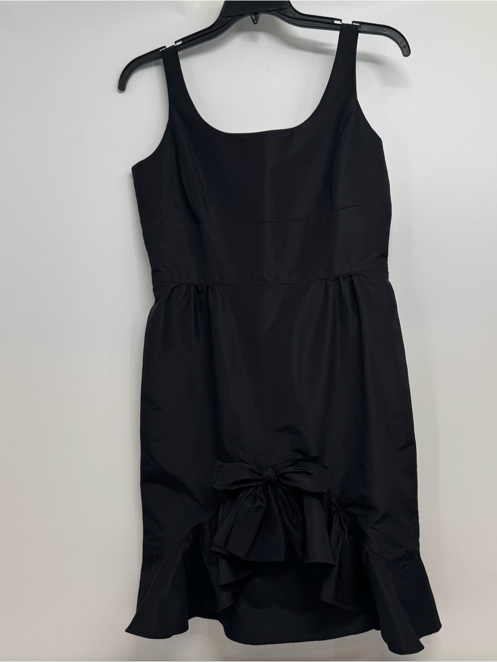 OSCAR DE LA RENTA black silk blend sleeveless ruffle hem w/ bow dress sz 12
